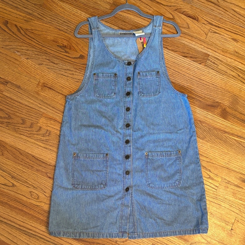 Vintage Denim Striped Button-Down Dress